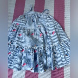 M & S London Striped Sundress with Embroidered Birds